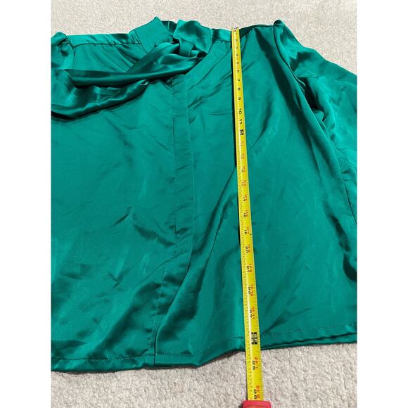 VTG Pendleton Women's Medium 14 Silky Neck Tie Bow Long Puff Sleeve Top Green - Picture 6 of 12